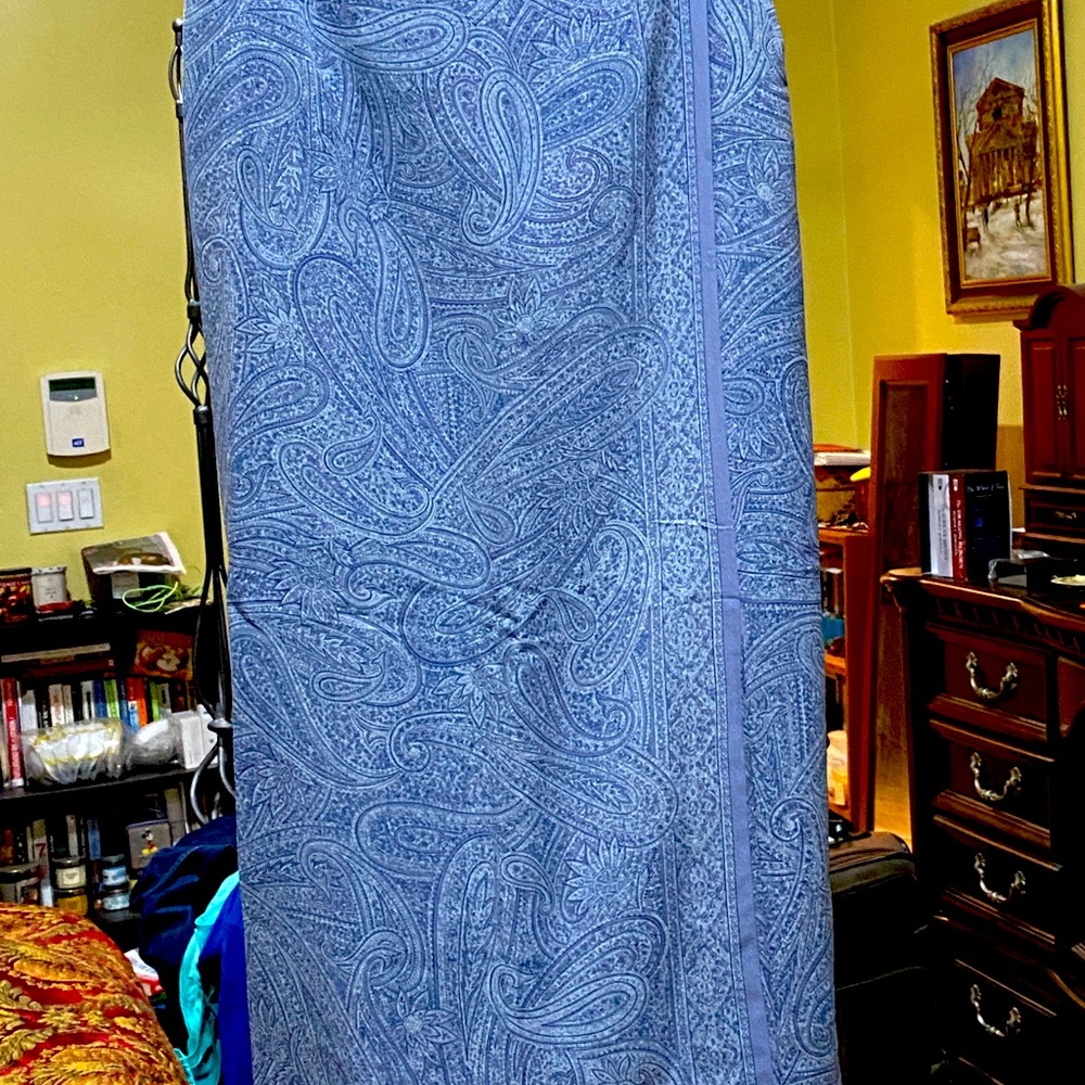 Talbots blue paisley wraparound skirt